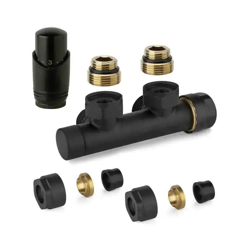 Kit vanne thermostatique carrée H noire avec adaptateur pour tube cuivre APM 343KNN 015 R 12 Prezzo Scontato