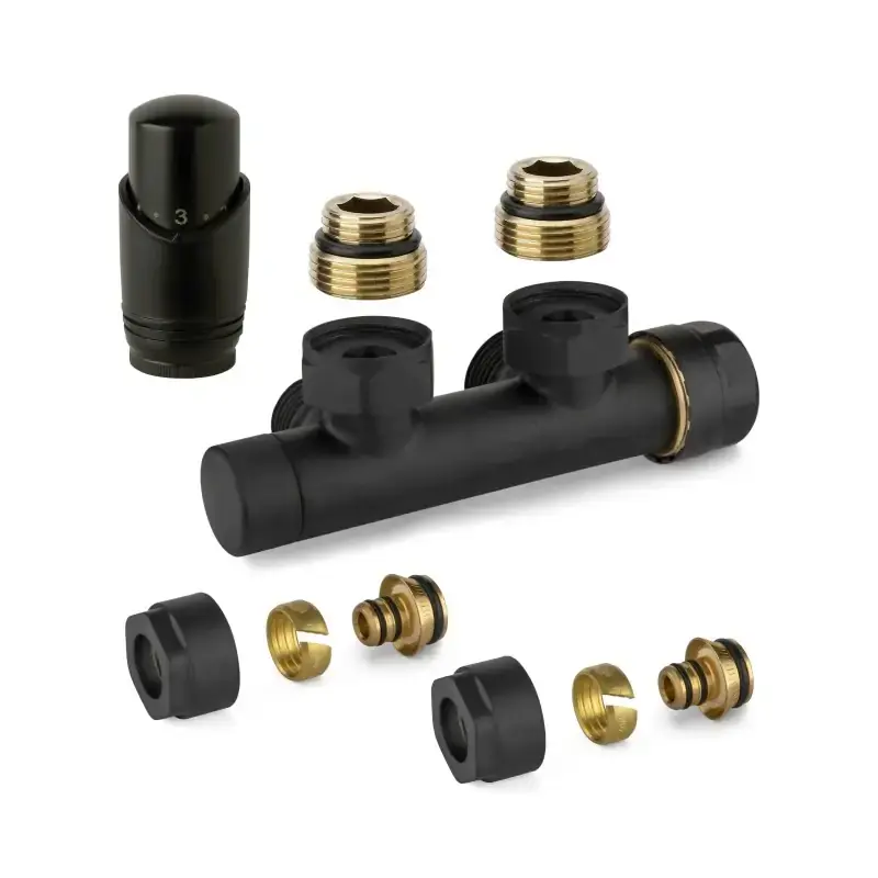 Kit vanne thermostatique carrée H noire avec adaptateur pour tubes multicouches APM 343KNN 015 M 16 12 Soddisfatti O Rimborsati