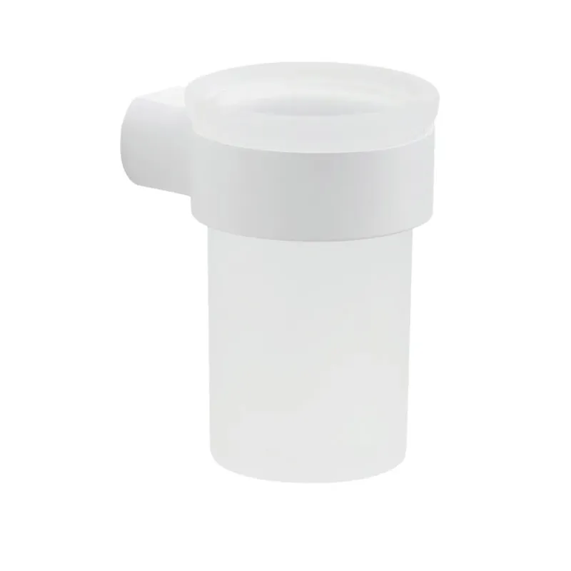 Portaspazzolini vetro/ottone cromato bianco opaco - fissaggio con viti incluse Giacinto Offerta