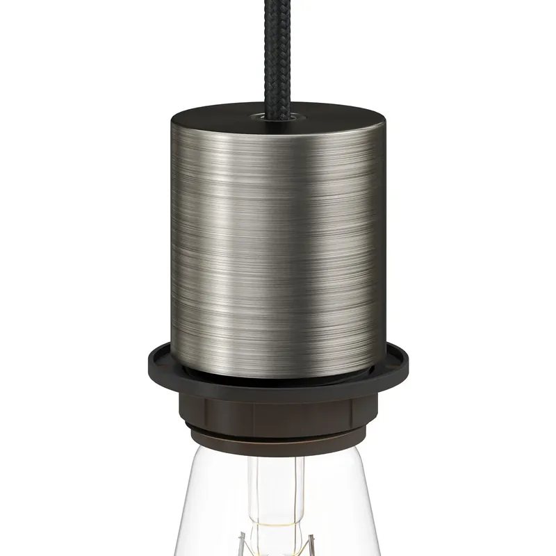 E26 semi-threaded metal socket kit with concealed cable clamp - Brushed titanium Quantità Limitata