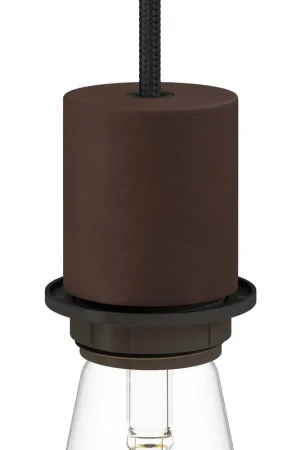 Affare E26 semi-threaded metal socket kit with concealed cable clamp - Painted dark rust