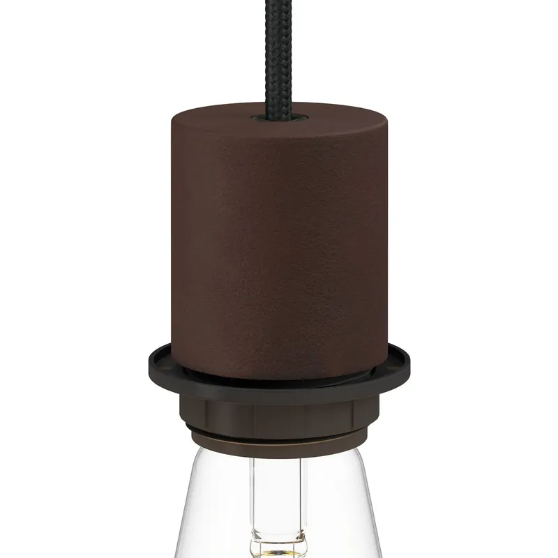Affare E26 semi-threaded metal socket kit with concealed cable clamp - Painted dark rust