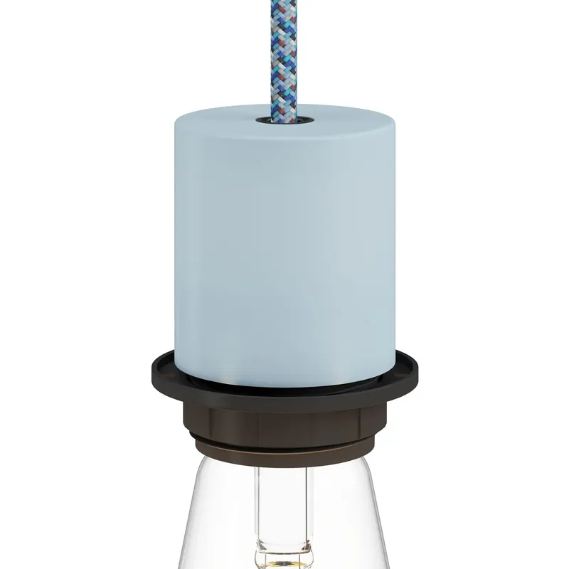 Prezzo Conveniente E26 semi-threaded metal socket kit with concealed cable clamp - Soft Blue