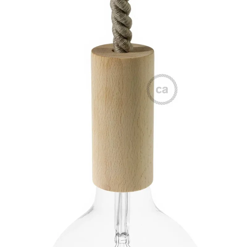 Economico XL Wooden E26 light bulb socket kit for Rope Cables - Neutral