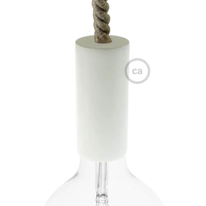 XL Wooden E26 light bulb socket kit for rope cables - White Offerta