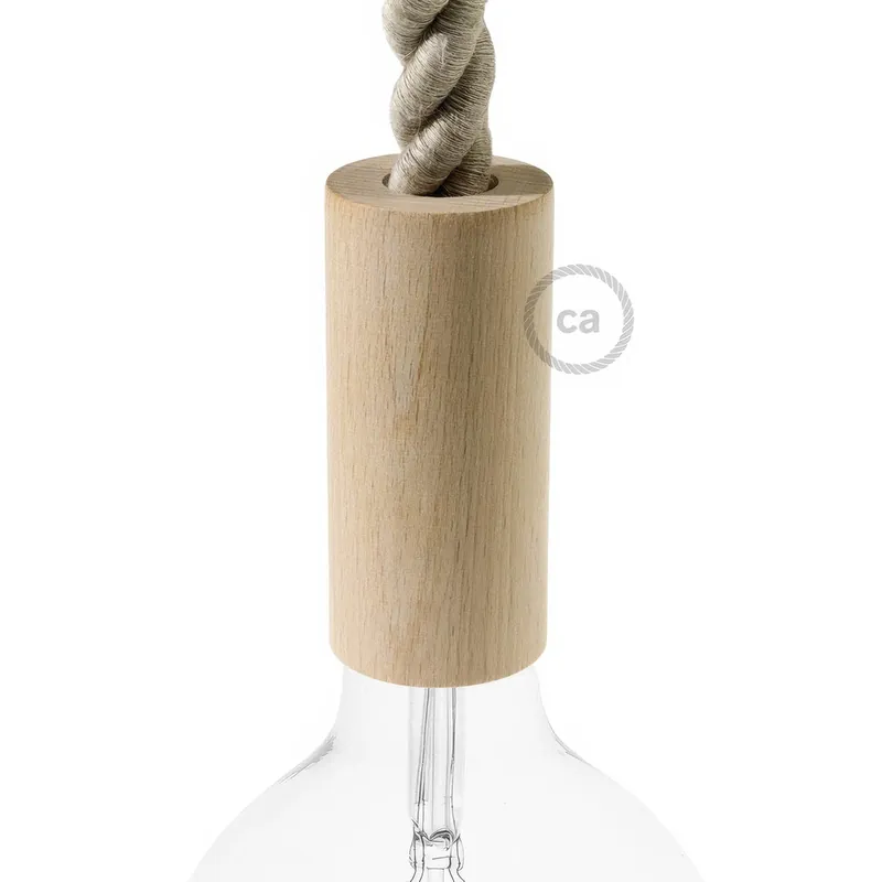 2XL Wooden E26 light bulb socket kit for rope cables - Neutral Pagamento Sicuro