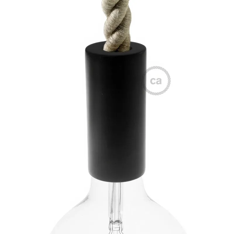 Vendita Finale 2XL Wooden E26 light bulb socket kit for rope cables - Black