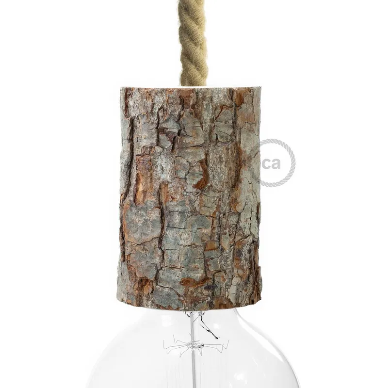 Subito Disponibile Regular E26 Log Light Socket Kit - Bark