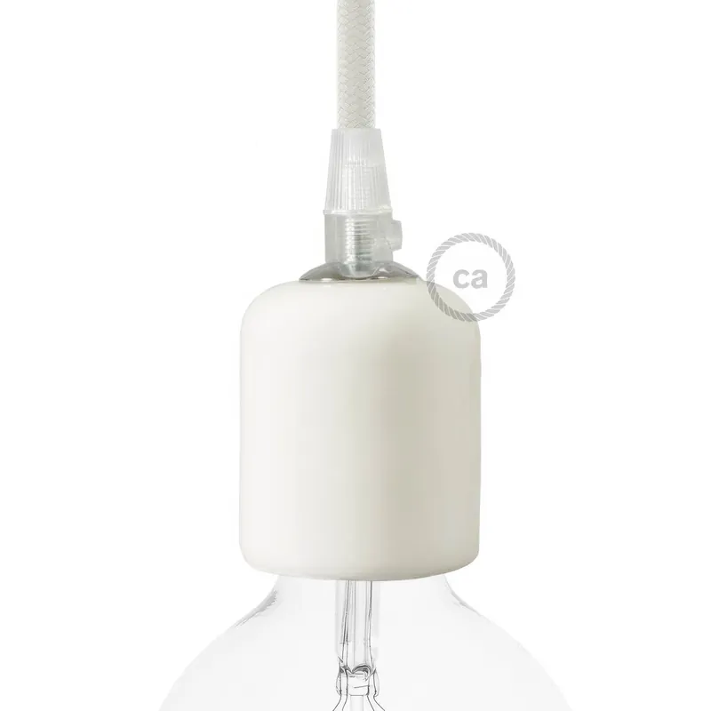 Handmade Ceramic E26 light bulb socket kit – White Super Prezzo