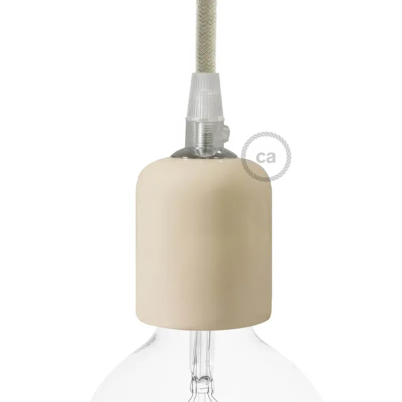 Ordina Subito Handmade ceramic E26 light bulb socket kit - Ivory
