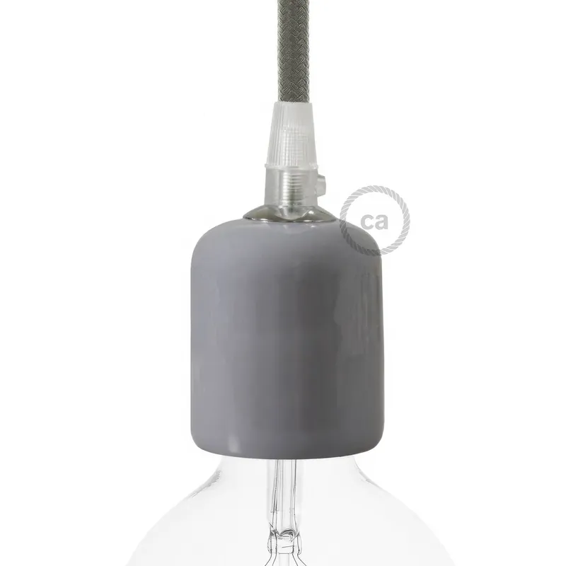 Consegna Rapida Handmade Ceramic E26 light bulb socket kit - Grey