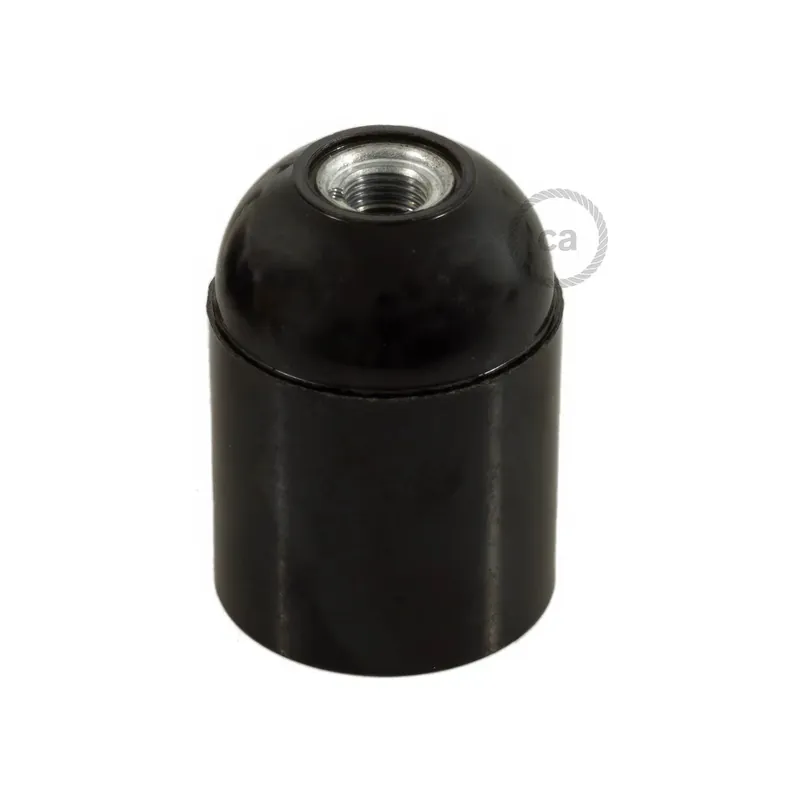 Spedizione Espresso Smooth Sided Bakelite Phenolic E26 light bulb socket - Black