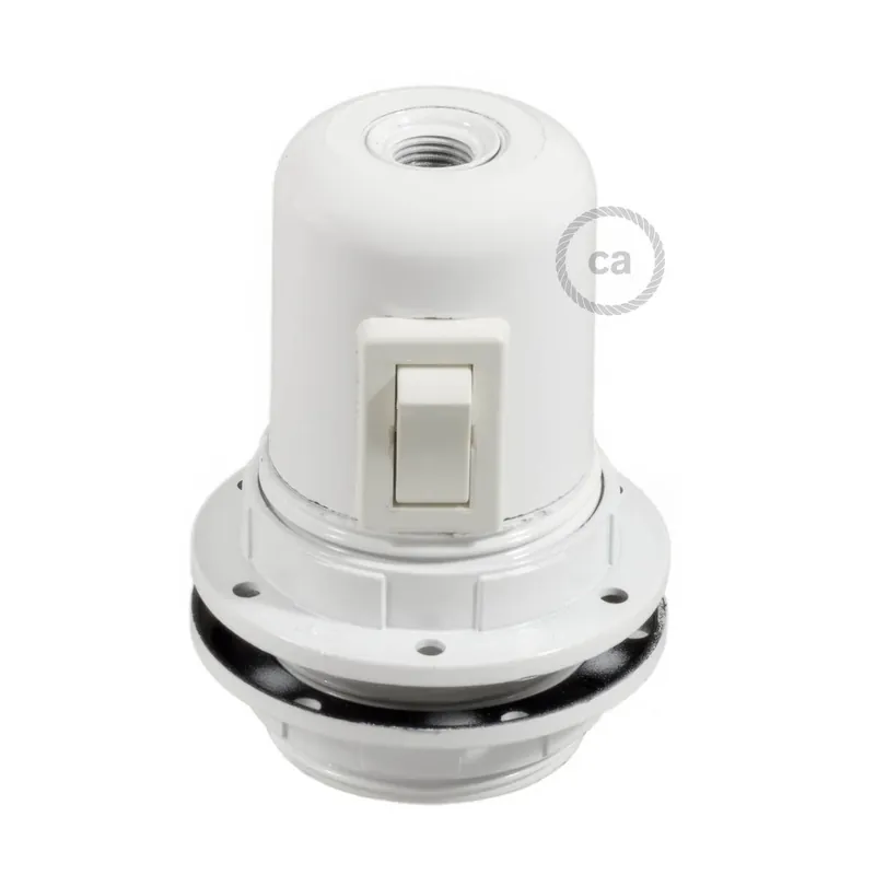 Double-ferrule Bakelite phenolic E26 light bulb socket - ON/OFF SWITCH - White Bestseller