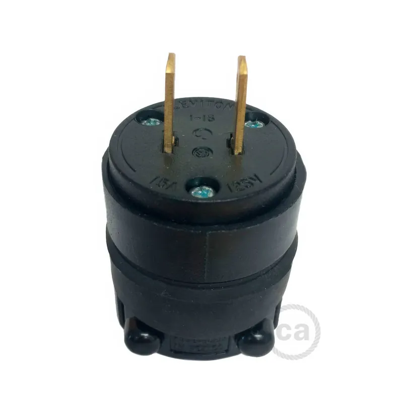 Black Rubberized Two-Prong Plug for string lights Offerta Lampo