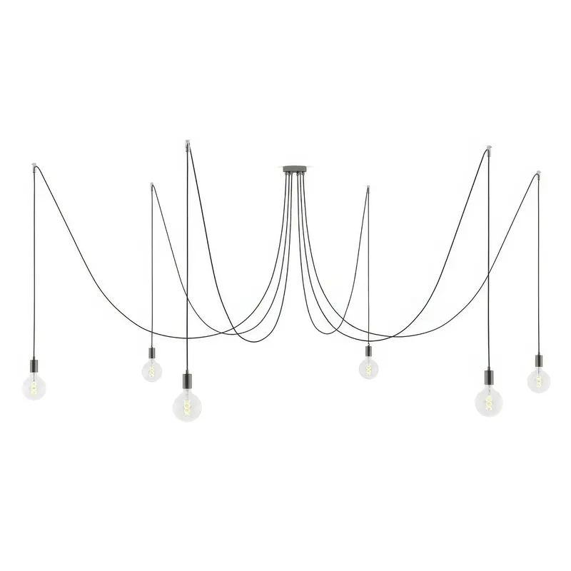Offerta Speciale Spider - Multiple pendant lamp with 6 drops, metal finish - Black pearl