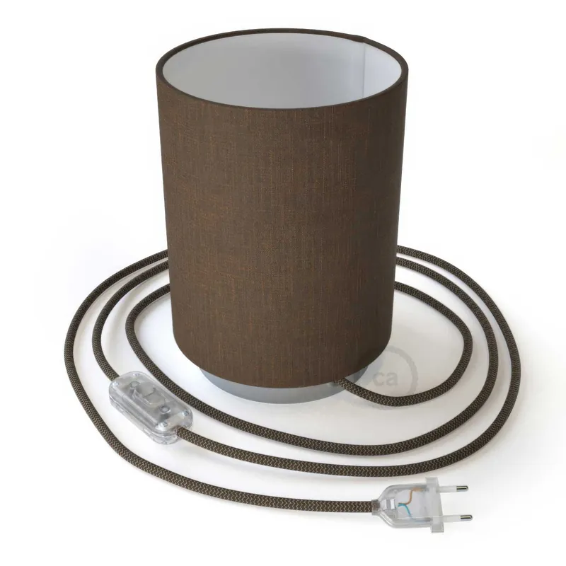 Posaluce metal base with Cilindro lampshade - Camelot Brown Ultimissimo Modello