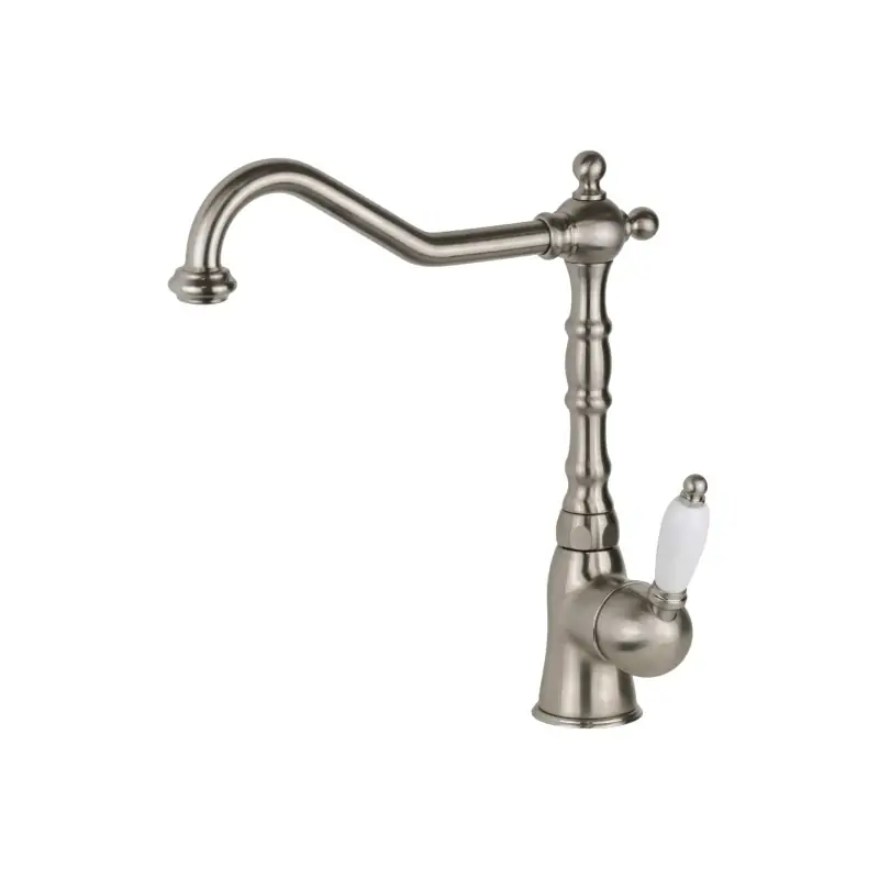 Più Venduto Mitigeur d‘évier de cuisine avec bec pivotant de style rétro de couleur acier brossé Gattoni Orta RE135NS