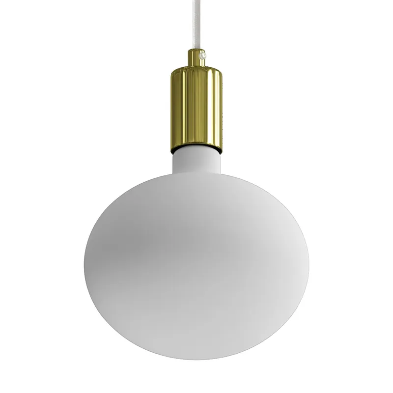 Pendant lamp with fabric cable and contrasting metal details - Brass Di Tendenza