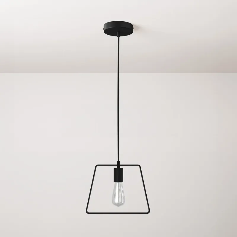 Pendant lamp with textile cable, Duedì Base lampshade and metal details - Black Di Tendenza