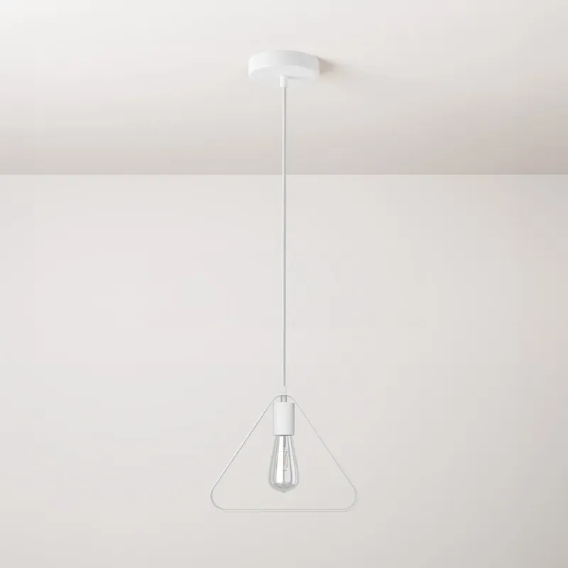 Pendant lamp with textile cable, Duedì Apex lampshade and metal details - White Super Prezzo