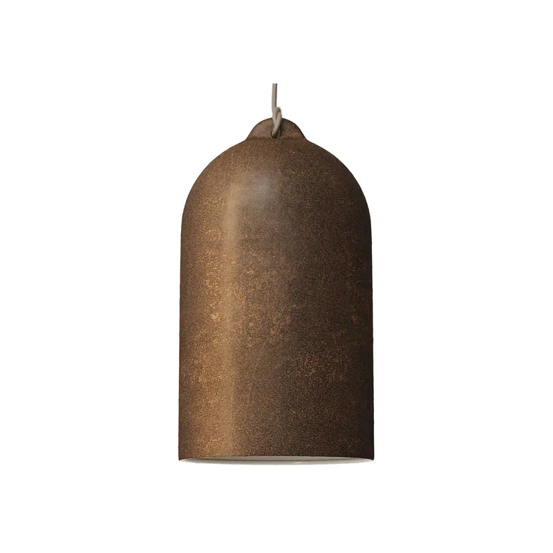 Pendant lamp with textile cable and Bell XL ceramic lampshade - Corten effect Prezzo Scontato
