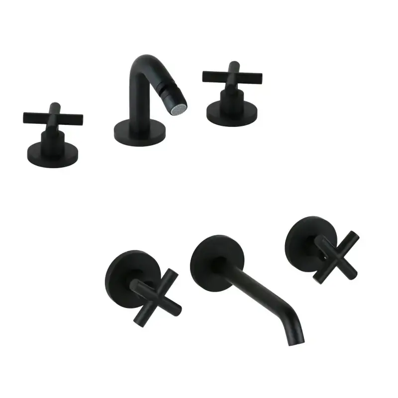 Offerta Del Giorno Robinetterie 3 trous avec lavabo mural en noir mat Gattoni Taolos KITTAOLOS3