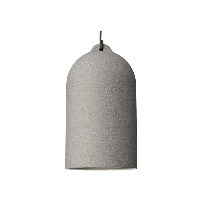 Prezzo Ridotto Pendant lamp with textile cable and Bell XL ceramic lampshade - Cement effect