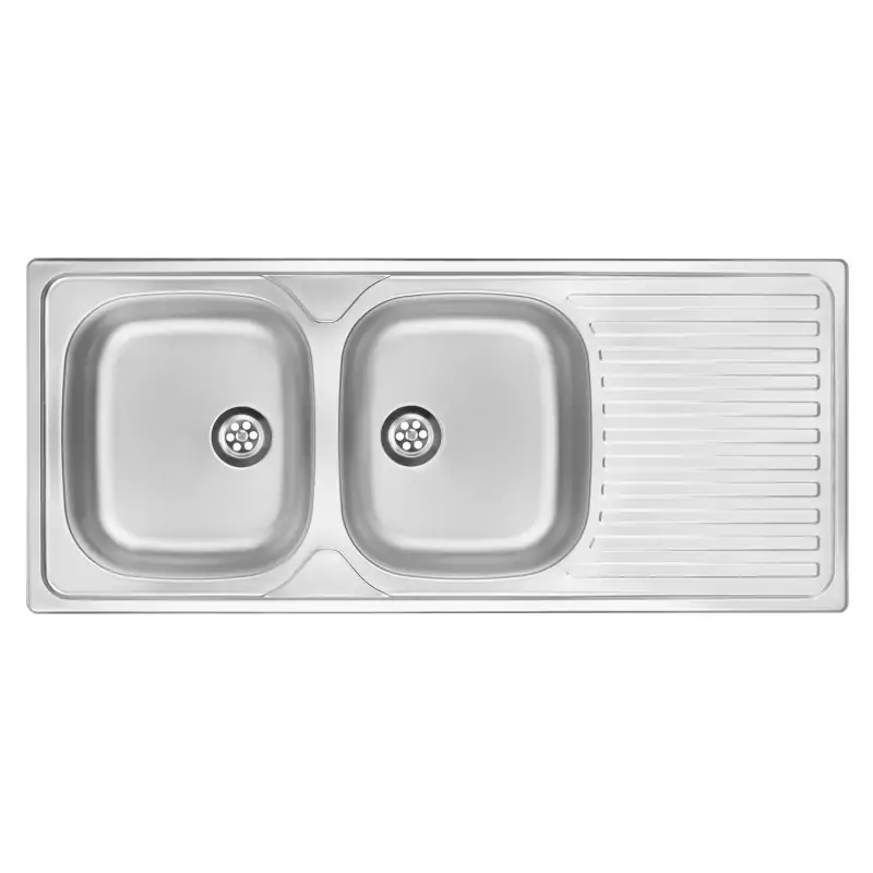 Sconto Évier de cuisine double cuve avec égouttoir 1165 x 500 mm en acier inoxydable Deante Techno ZEU_0210