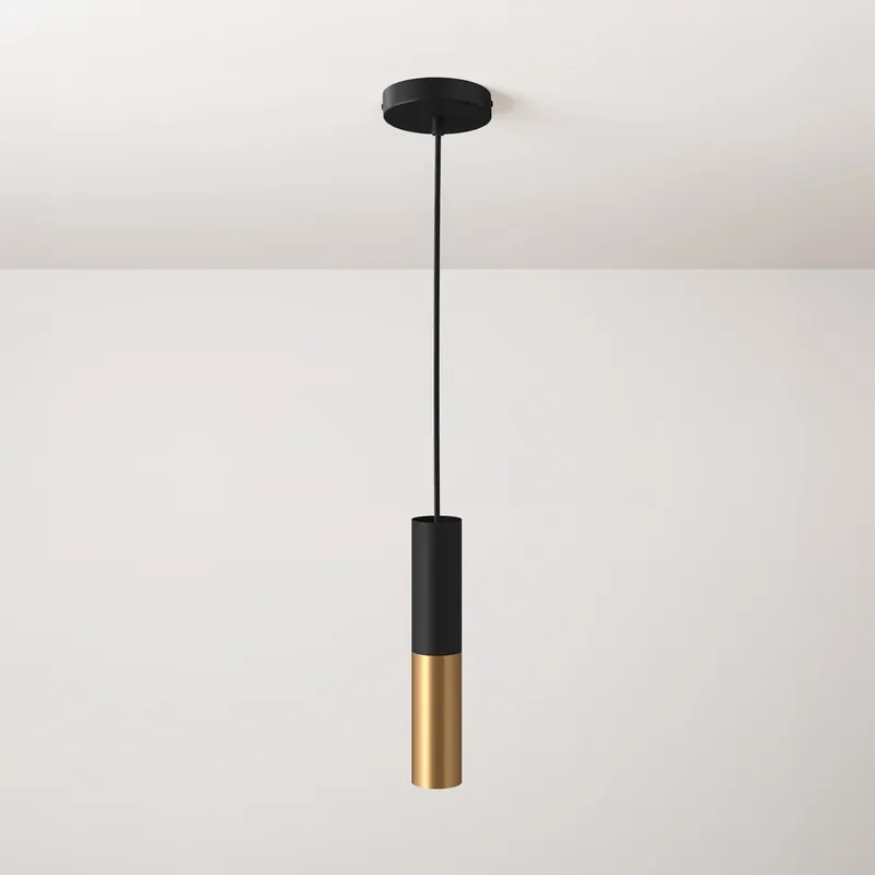 Acquista Ora Pendant lamp complete with fabric cable and Tub-E12 double lampshade - Black and Brushed Bronze