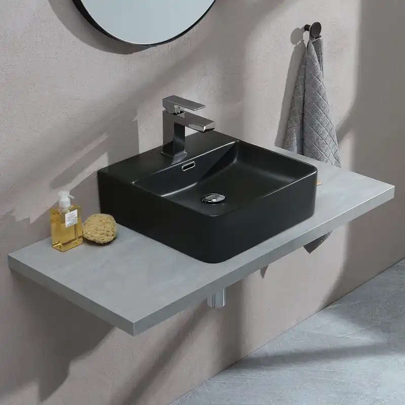 Subito Disponibile Lavabo quadrato da appoggio nero in ceramica