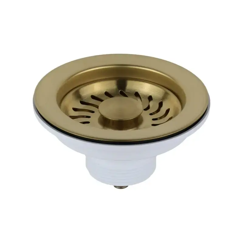 Spedizione Espresso Bonde de panier universelle pour évier de cuisine Ø 114 mm PVD or brossé L.B. Plast Fasolo 550-46-RFSS-KOL