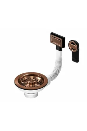 Bonde à panier universelle pour évier cuisine Ø 114 mm avec trop-plein en cuivre PVD L.B. Plast Fasolo D6701-46RFSS-CVCL-V Bestseller