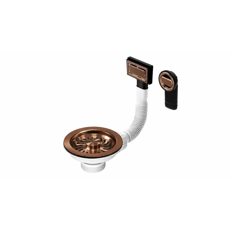 Bonde à panier universelle pour évier cuisine Ø 114 mm avec trop-plein en cuivre PVD L.B. Plast Fasolo D6701-46RFSS-CVCL-V Bestseller