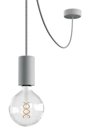 Ultimissimo Modello EIVA ELEGANT outdoor pendant lamp with textile cable, decentralizer, canopy and socket for wet locations - Glacier grey