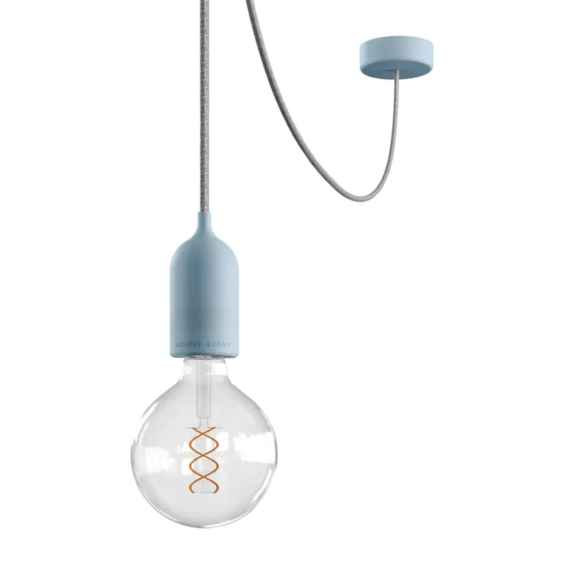 EIVA PASTEL outdoor pendant lamp with textile cable, decentralizer, canopy and socket for wet locations - Soft Blue Novità