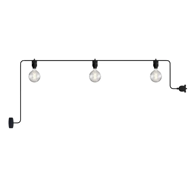 Ultima Occasione EIVA outdoor string light for wet locations with 3 lights and canopy - Black