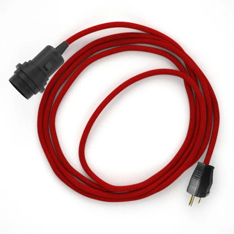 Ultimissimo Modello Snake for lampshade - Plug-in lamp with coloured fabric cable - RC35