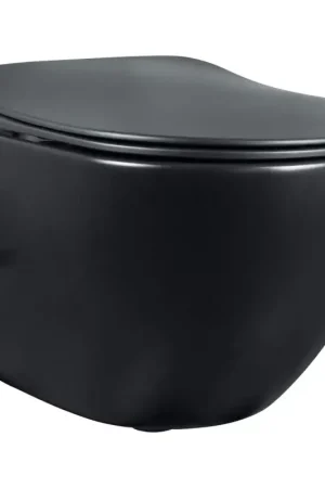 WC suspendu en céramique sans rebord avec mitigeur pour fonction bidet en noir mat Deante Peonia CBP_NWPW Reso Gratuito