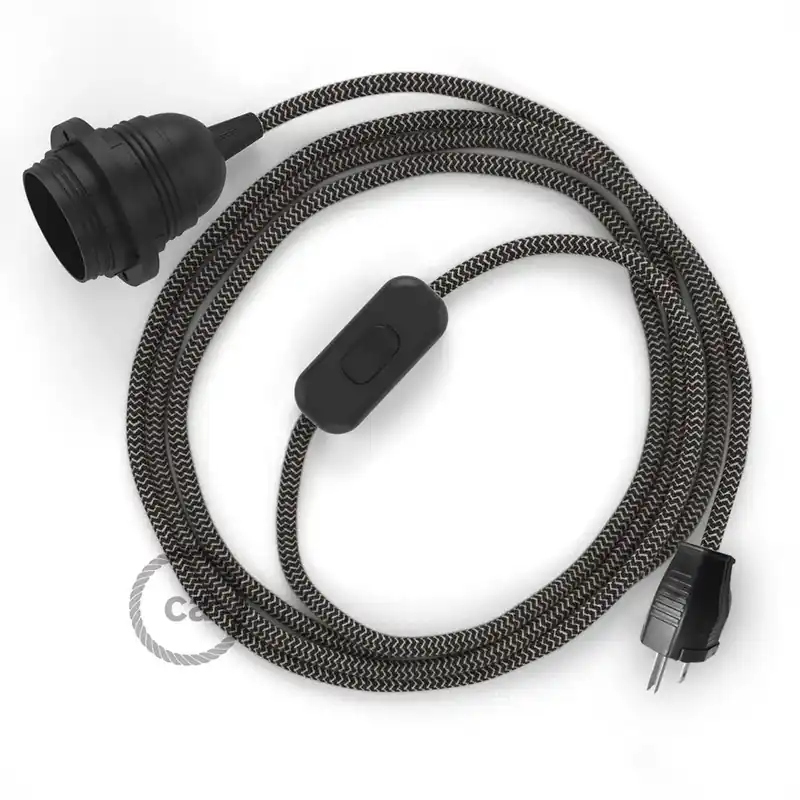 Saldi SnakeBis for lampshade - Wiring with socket and Zig-Zag fabric cable - RD74