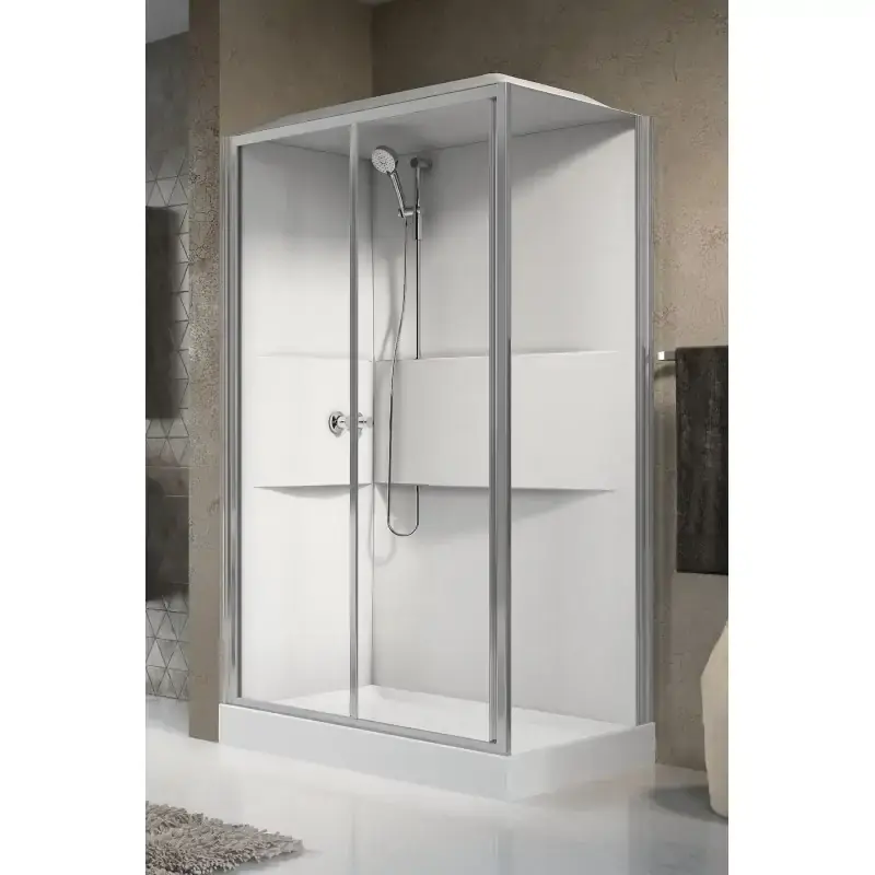 Cabine de douche multifonction 120 x 80 cm version standard 1 porte coulissante Novellini Media 2.0 2P ME22P120M-1AB Solo Oggi