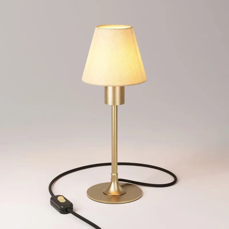 MAG-Y table lamp with canvas shade - Brushed bronze Prezzo Basso