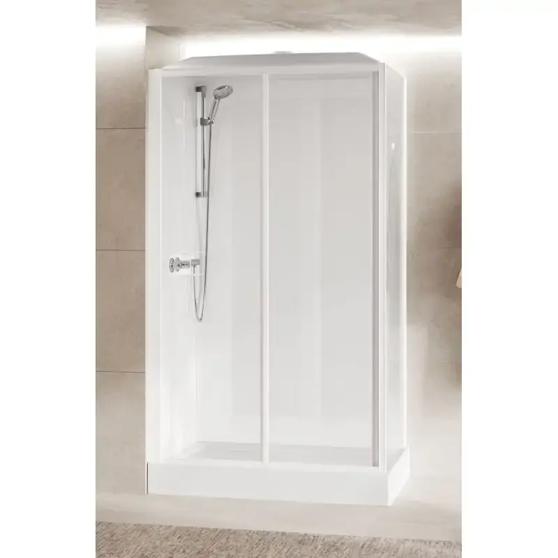 Più Venduto Cabine de douche 120 x 80 avec 1 porte coulissante et 1 ouverture fixe en ligne Novellini Media Glass 2P MEG2P120MF-1AA