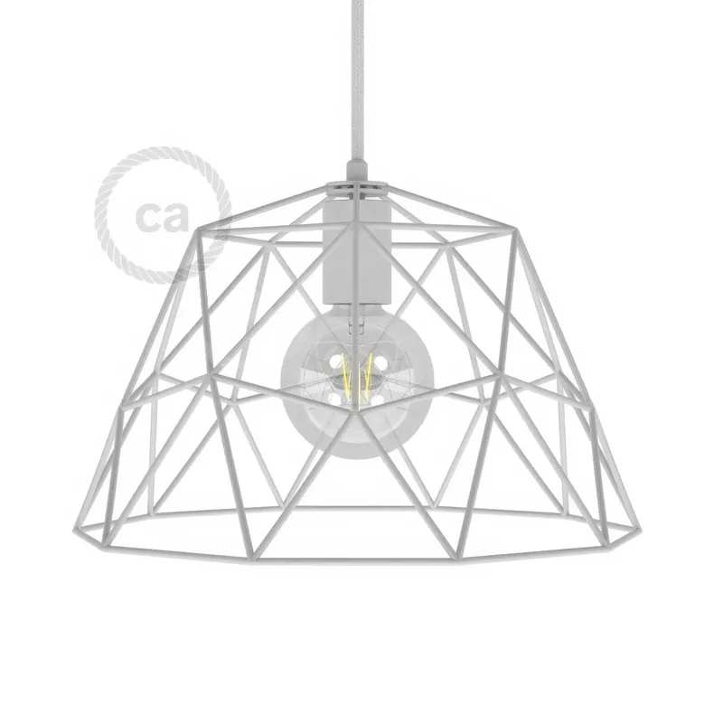 Dome XL open cage metal lampshade with E26 socket - White Prezzo Scontato
