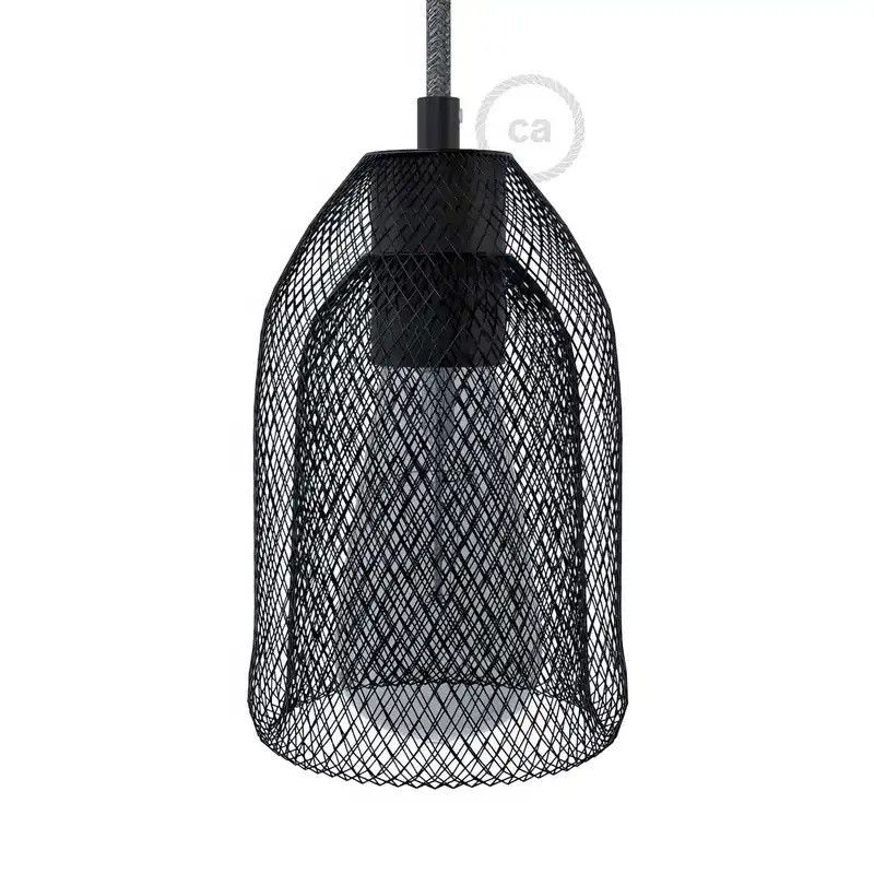 Ghostbell - The wire mesh pendant lampshade with socket cover - Black Prezzo Di Fabbrica