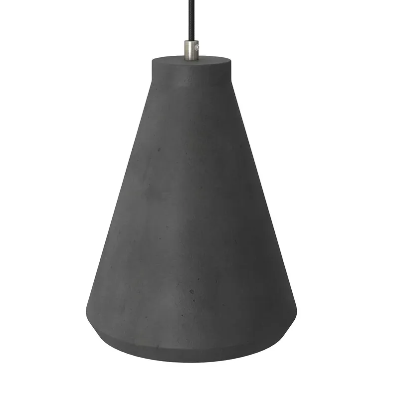 Popolare Funnel cement lampshade for pendant light, with cable clamp and E26 socket - Dark cement