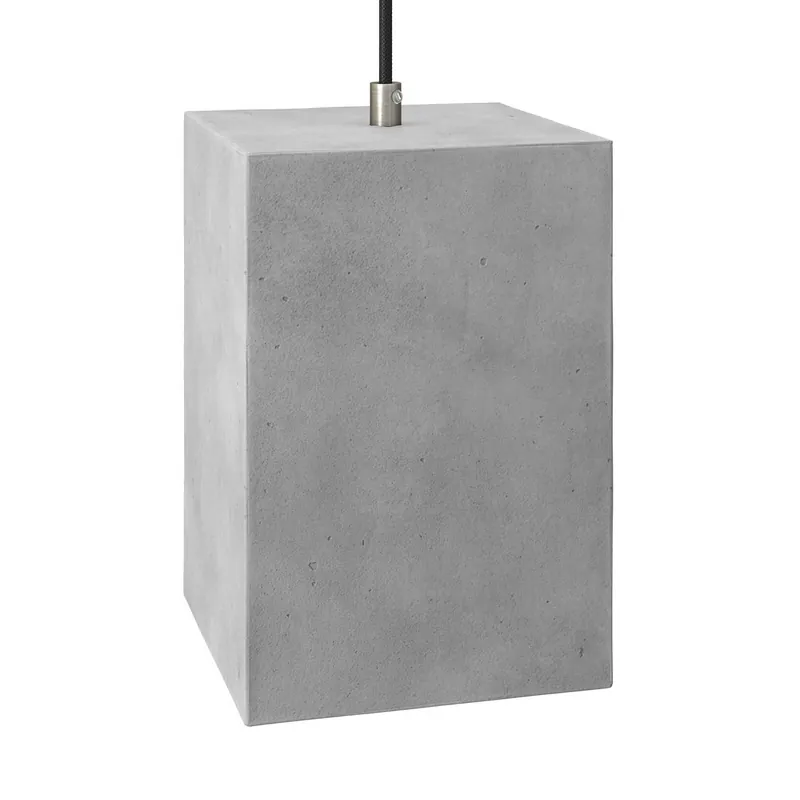 Cube cement lampshade for suspension, with cable clamp and E26 socket - Light cement Popolare