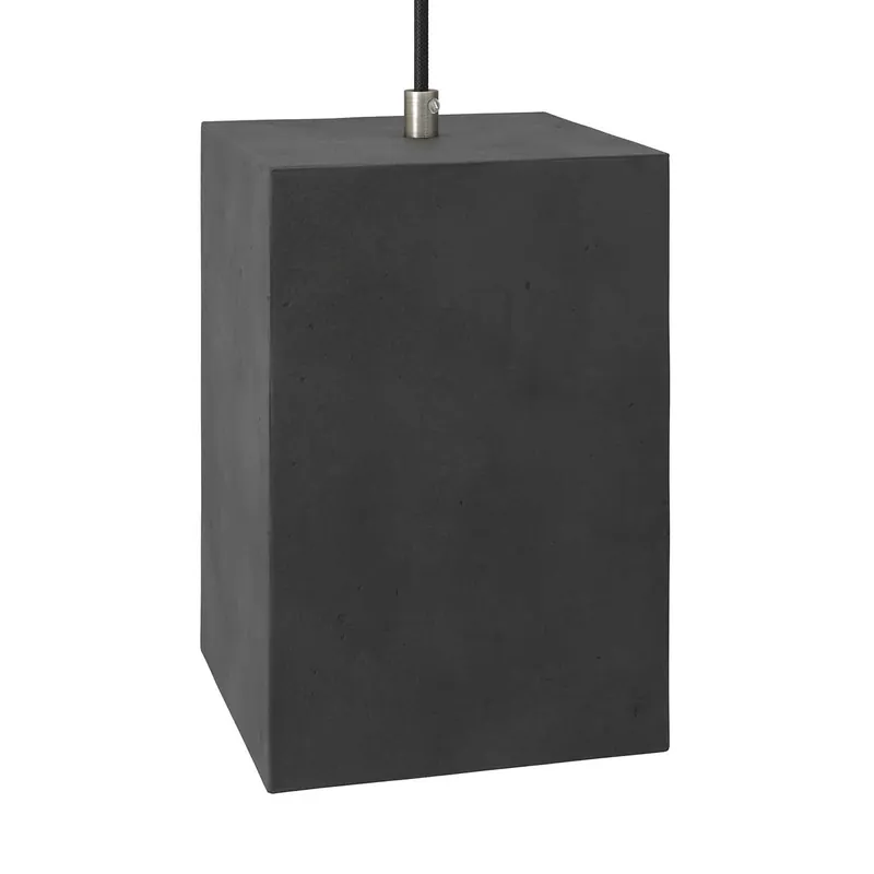 Cube cement pendant lampshade with cable clamp and E26 socket - Dark Cement Super Prezzo