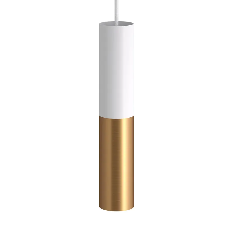 Subito Disponibile Tub-E12, double metal tube spotlight with double E12 socket ring - Matt White and Brushed Bronze