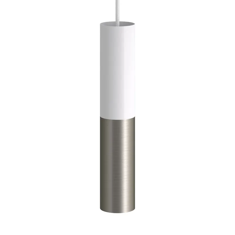 Tub-E12, double metal tube spotlight with double E12 socket ring - Matt White and Brushed Titanium Direttamente Dal Produttore