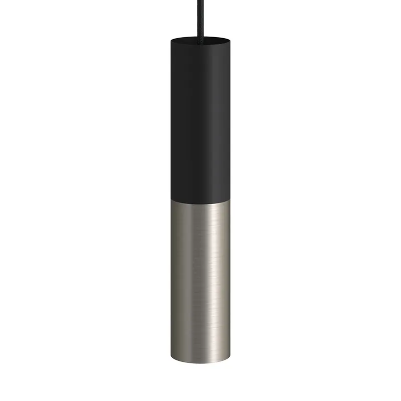 Tub-E12, double metal tube spotlight with double E12 socket ring - Black and Brushed Titanium Economico